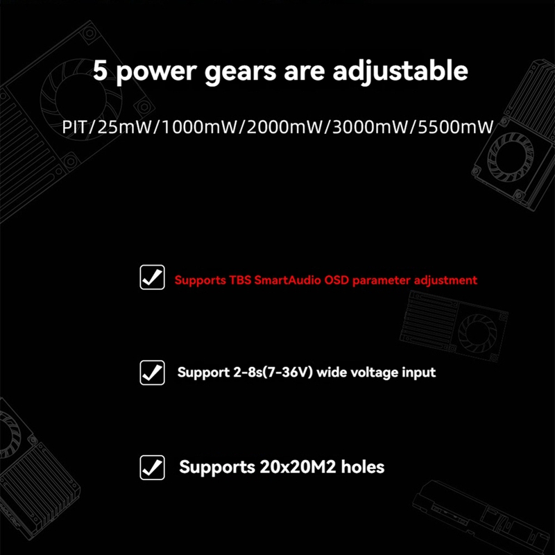 5.8G 5.5W VTX 64CH High Power  - огляд і ціна Fpv Drone Transmitter